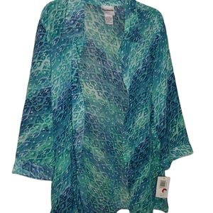 Bon Worth Medium Aqua Blouse New With Tags